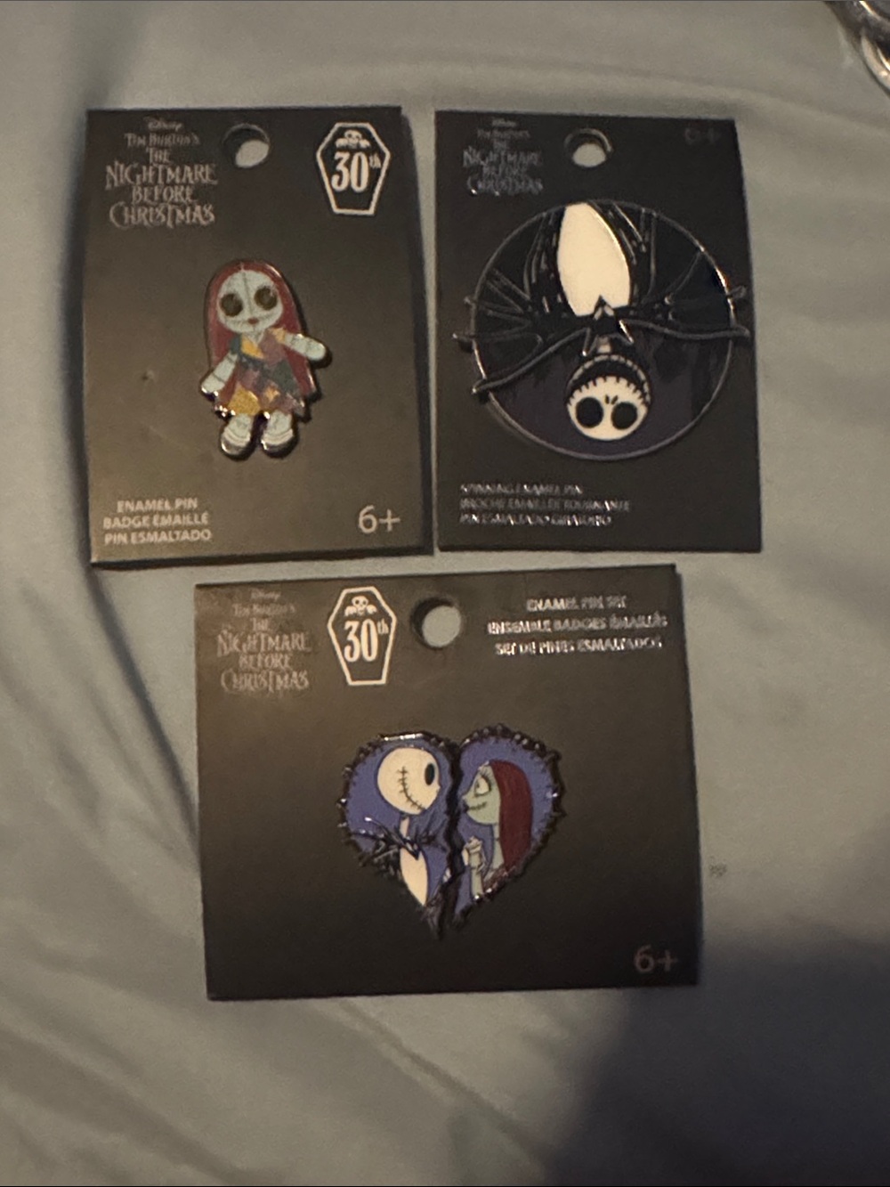 The Nightmare Before Christmas Enamel Pin Trio - Jack & Sally